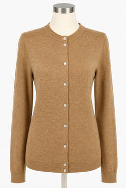 NEW J.CREW HEATHER CAMEL CLASSIC CARDIGAN SWEATER RHINESTONE BUTTONS SZ S BC533